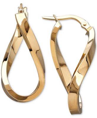 Italian Gold - Polished Twist Figure Eight Hoop Earrings in 14k Gold