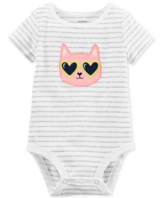 Carter's - Striped Kitty Cotton Bodysuit, Baby Girls (0-24 months)