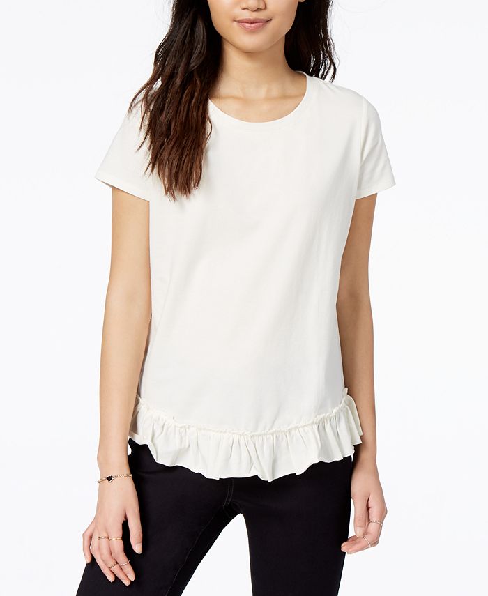 Maison Jules Womens Ruffled Sleeve Top White Size 2xl