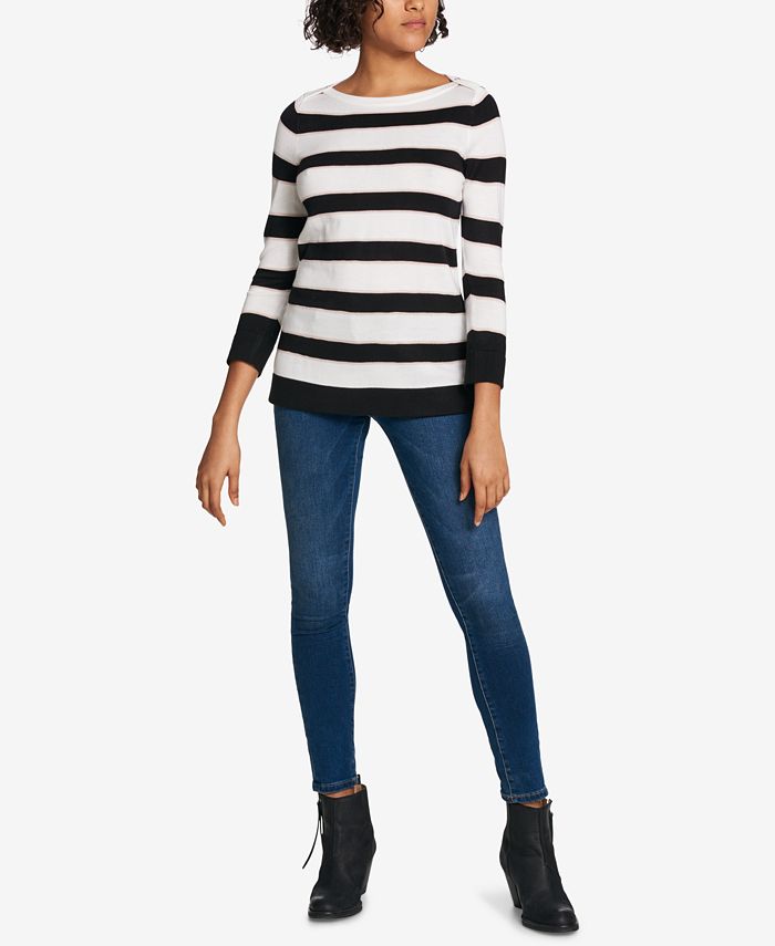Tommy Hilfiger Striped Embellished Sweater, Created for Macy's - Macy's