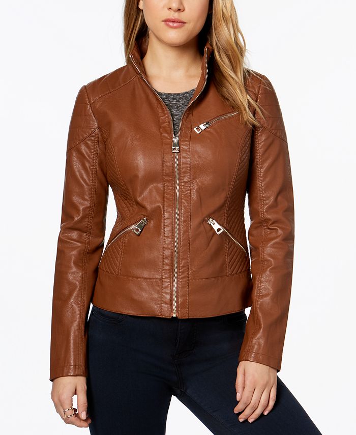Karl Lagerfeld Paris Women's Quilted Chain Leather Jacket - Macy's