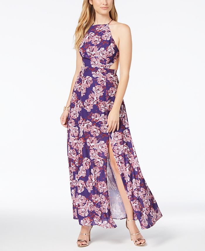 Fame and Partners Floral-Print Backless Dreamer Gown - Macy's