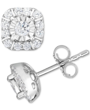 image of Diamond Square Cluster Stud Earrings (1/2 ct. t.w.) in 14k White Gold