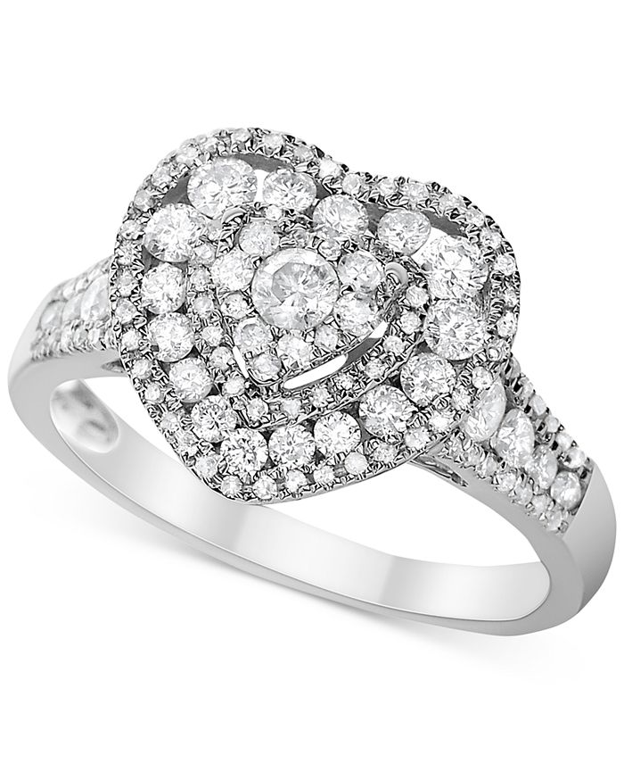 Macy's Diamond Heart Cluster Ring (1 ct. t.w.) in 14k White Gold Macy's