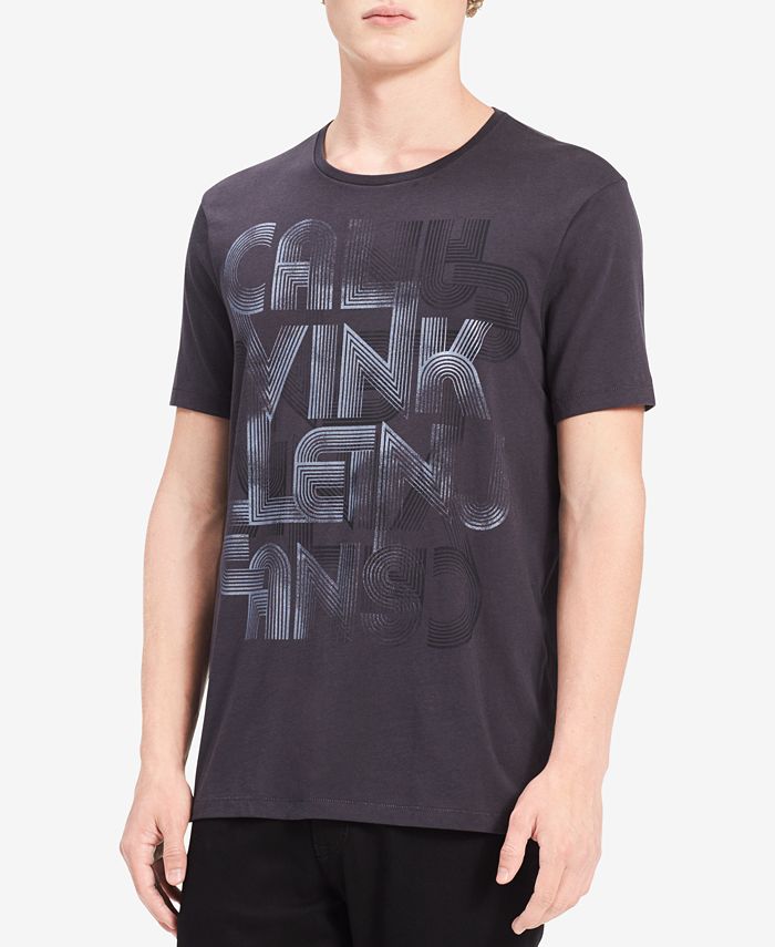 Calvin Klein Jeans Men's Retro Line Logo-Print T-Shirt & Reviews - T ...