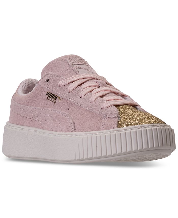 Puma Little Girls' Suede Platform Glam Casual Sneakers from Finish Line ...