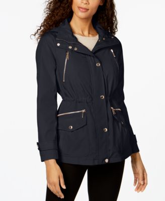 michael kors missy drawstring waist hooded anorak