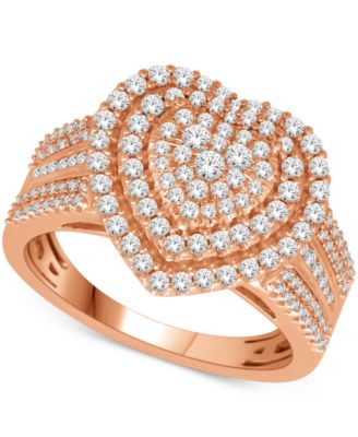 Diamond Heart Ring 1 ct tw in 14k White or Rose Gold - Rose Gold 4600$