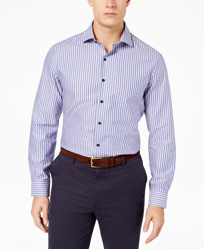 Tasso Elba Men's Supima® Cotton Dobby Striped Shirt, Created for Macy's ...