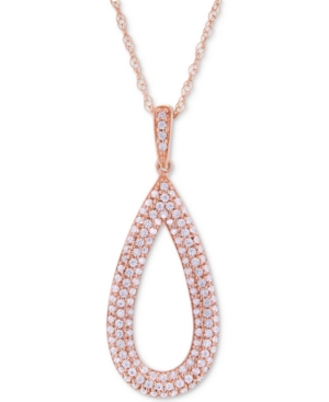image of Wrapped in Love Diamond Pave Teardrop Pendant Necklace (1/2 ct. t.w.) in 14k Rose Gold, Created for Macy-s