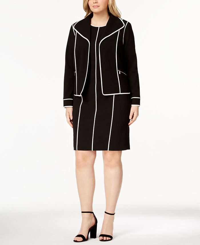 Calvin Klein Plus Size Contrast-Trim Blazer - Macy's
