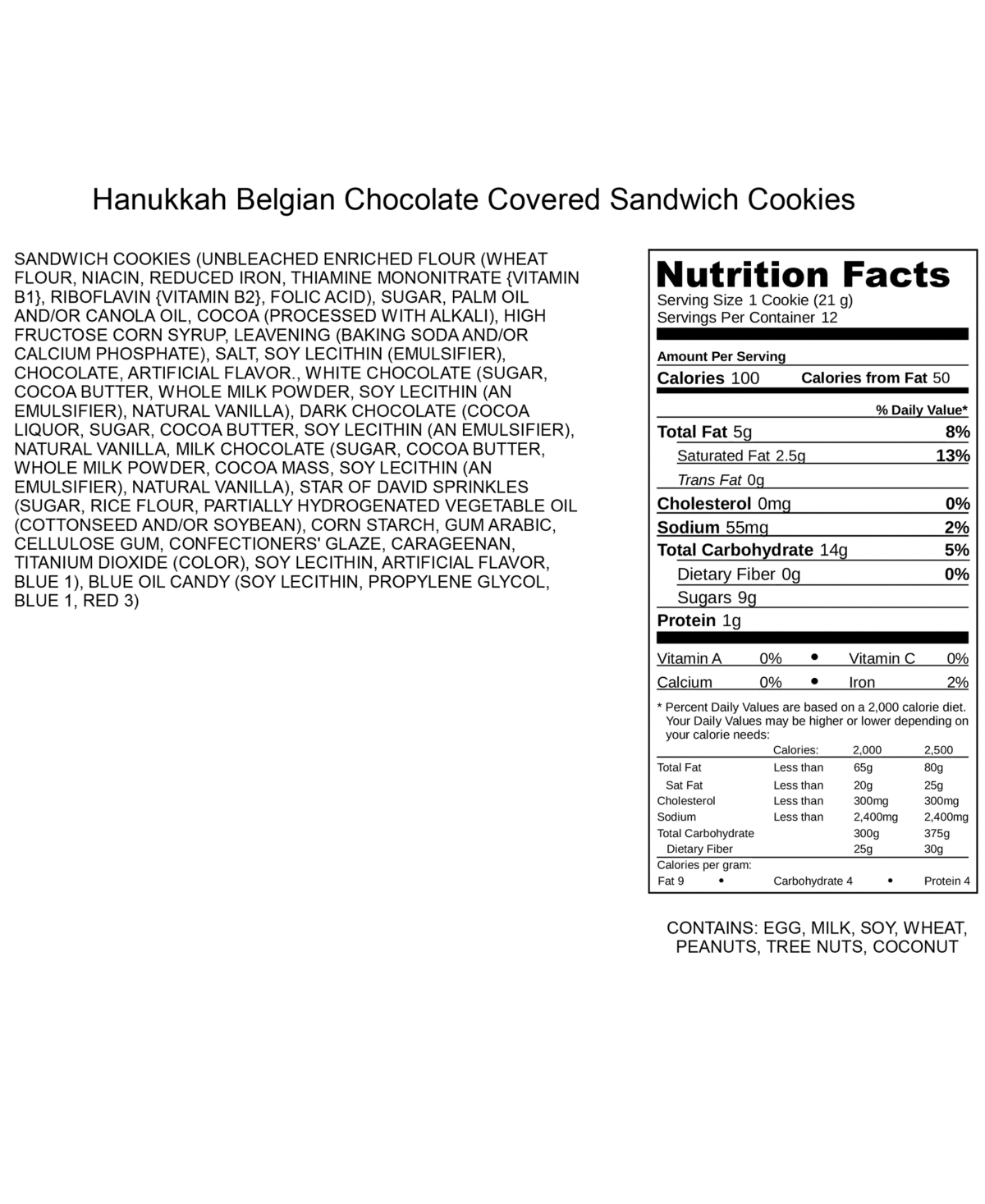 Chocolate Covered Company 12-pc. Hanukkah Belgian Chocolate-covered Oreo Cookies In Multi