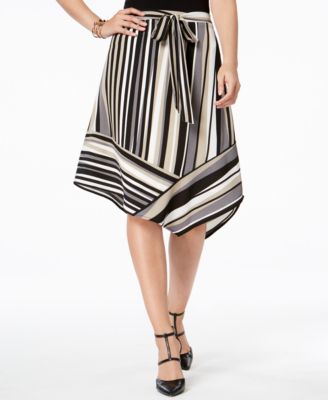 NY Collection - Striped Asymmetrical Skirt
