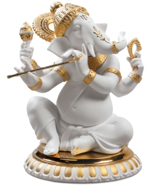Lladrò Bansuri Ganesha Golden Re-deco Figurine In Multi