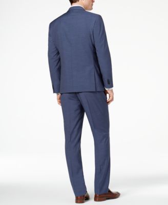 Kenneth Cole Reaction Men's Techni-Cole Slim-Fit Stretch New Blue Textured Suit