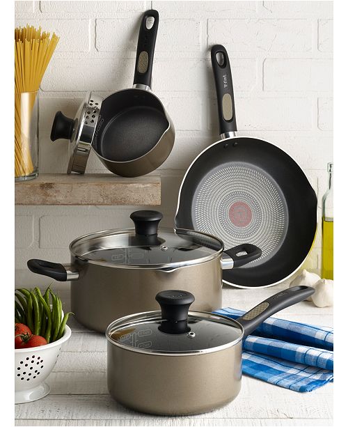 T-Fal Cook & Strain 14-Pc. Non-Stick Cookware Set ...