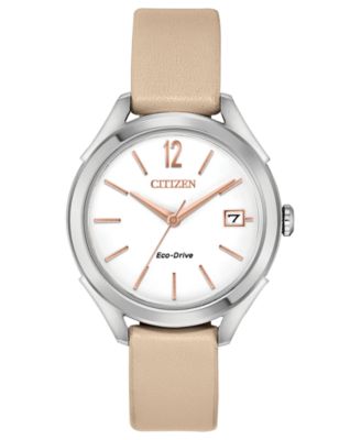 Citizen Drive From Citizen Eco-Drive Women's Beige Leather Strap Watch ...