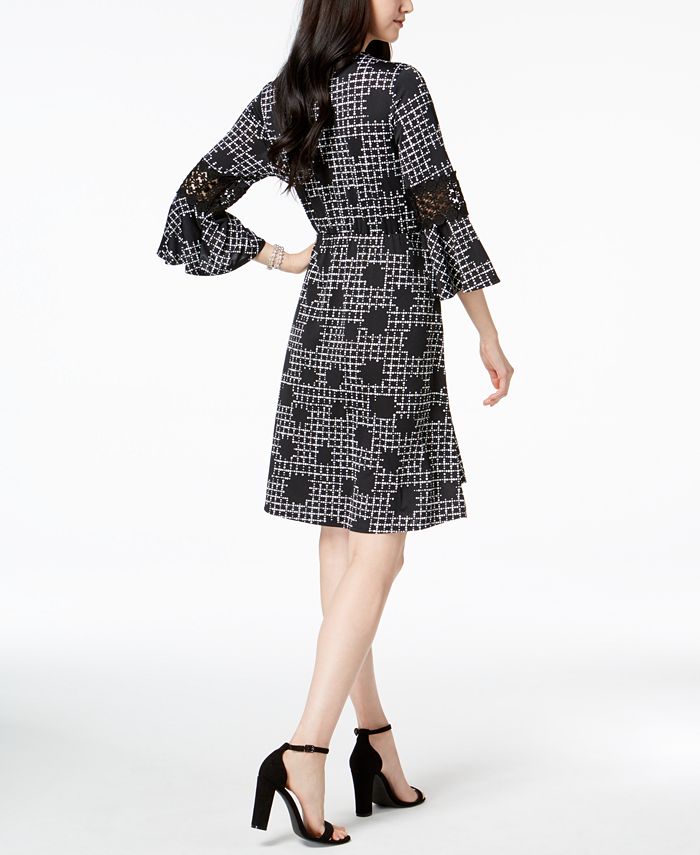 NY Collection Women's Printed Faux Wrap Dress Black Size Petite X-Large