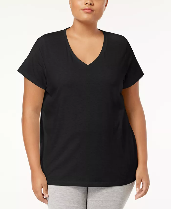 Womens Plus size Sleepwell Solid S/S V-Neck T-Shirt with Temperature Regulating Technology - thumbnail 6