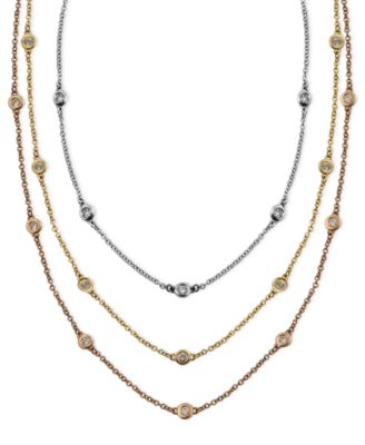 Effy Collection Trio By Effy Diamond Station Necklaces In White Gold