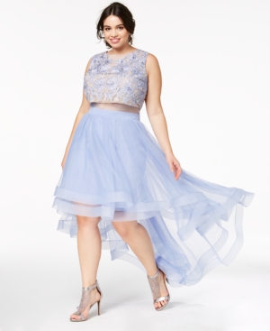  Plus Size Illusion High-Low Gown