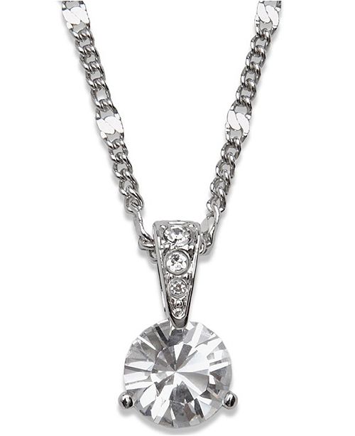Swarovski Necklace, Solitaire Crystal Pendant - Fashion Jewelry - Jewelry & Watches - Macy's