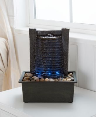 Pure Garden Waterfall Tabletop Fountain with LED Lights