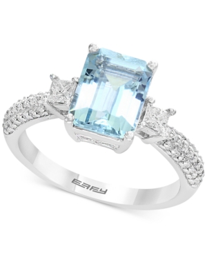 image of Gemstone Bridal by Effy Aquamarine (2-1/4 ct. t.w.) & Diamond (3/8 ct. t.w.) Ring in 18k White Gold