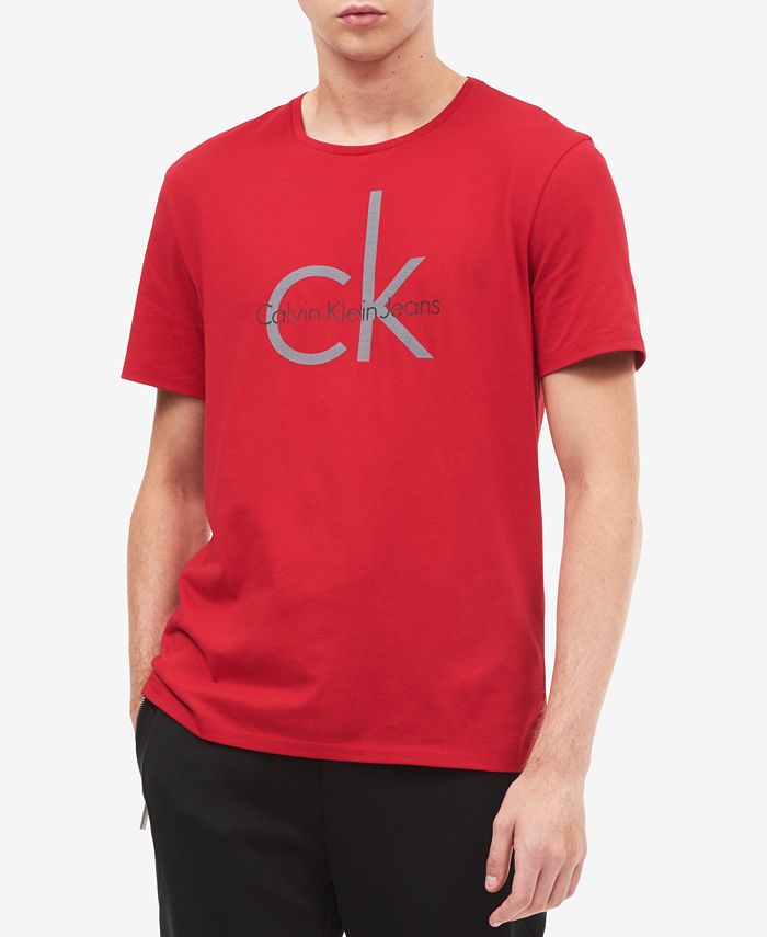 Calvin Klein Jeans Men's CK Fabric Sticker Logo-Print T-Shirt & Reviews ...