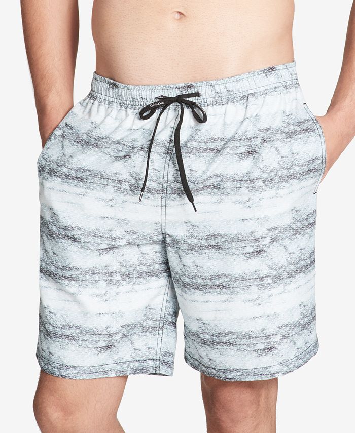 Calvin Klein Men's Printed 7" Swim Trunks, Created For Macy's - Macy's