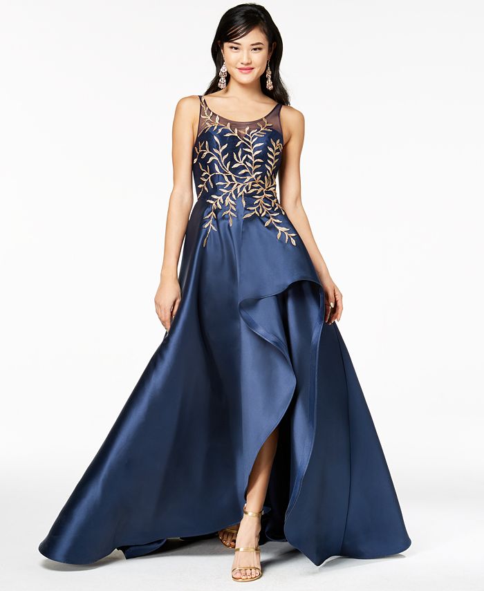Say Yes to the Prom Juniors' Sequined Illusion High-Low Gown, Created ...