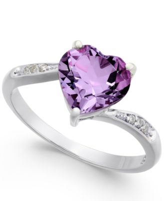 Macy's - Amethyst (1-3/4 ct. t.w.) & Diamond Accent Heart Ring in 14k White Gold