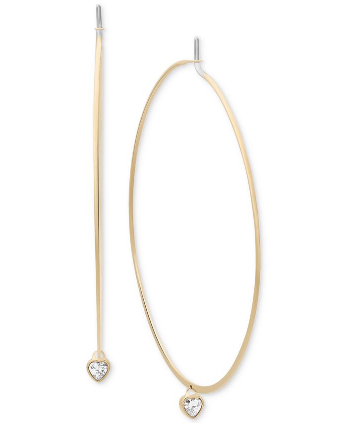 Michael Kors Crystal Heart Charm Large Hoop Earrings & Reviews - Earrings -  Jewelry & Watches - Macy's