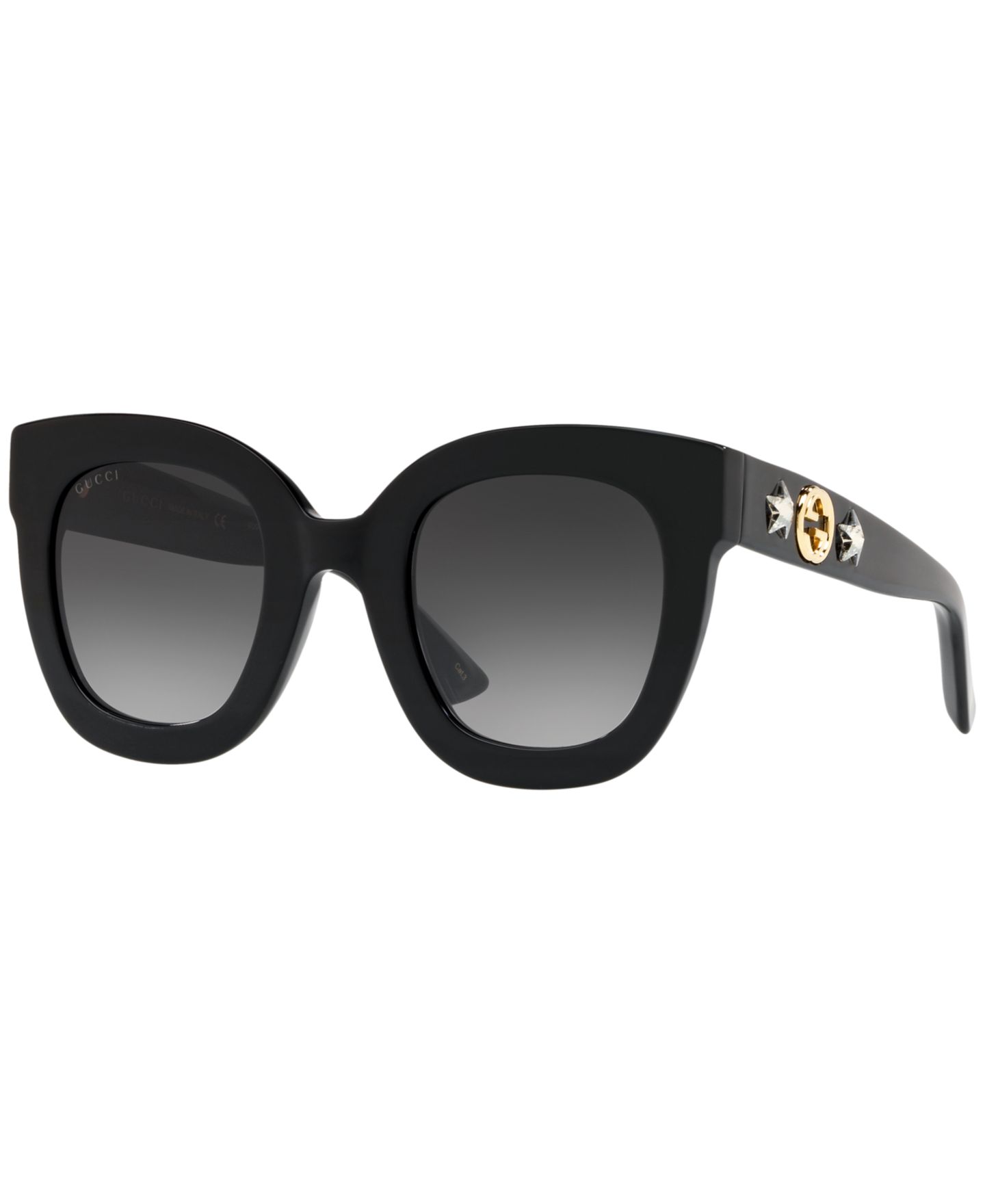 Женские солнцезащитные очки Gucci Sunglasses, GG0208S, цвет: Серый градиентный / Чёрный — фото 1