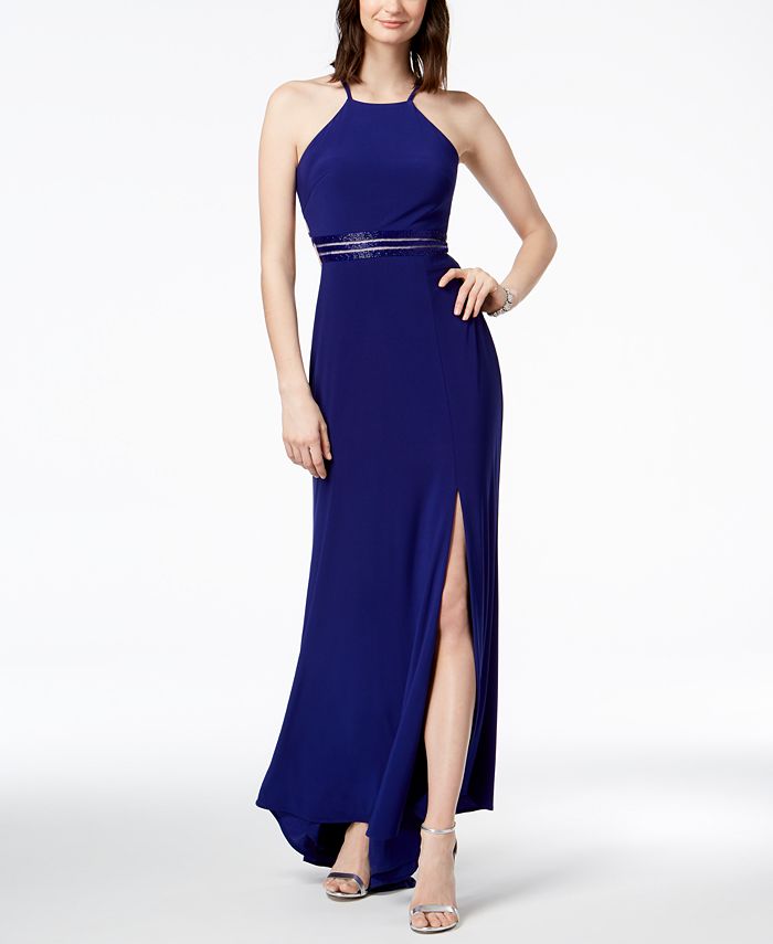 Nightway Strappy Beaded A-Line Gown - Macy's
