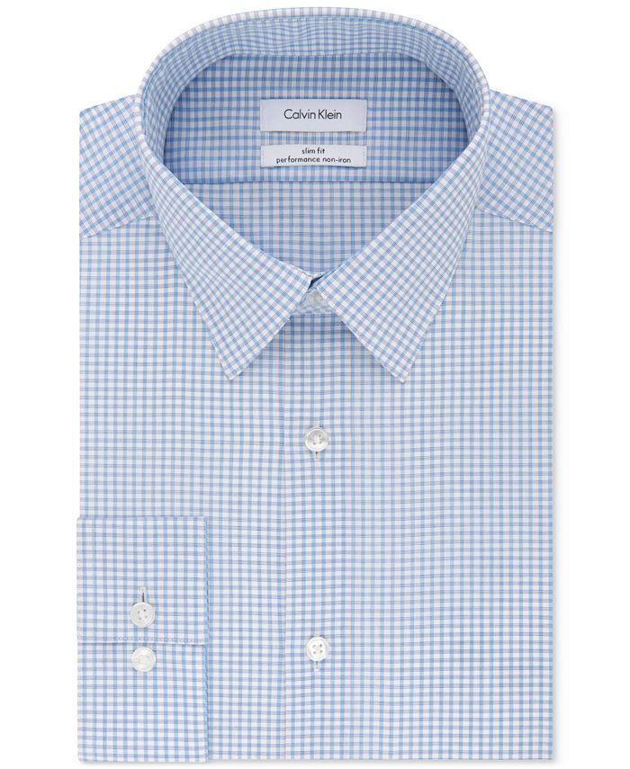Calvin Klein Calvin Klein Men's STEEL Slim-Fit Non-Iron Performance Stretch  Blue Check Dress Shirt u0026 Reviews - Dress Shirts - Men - Macy's calvin klein dress shirt