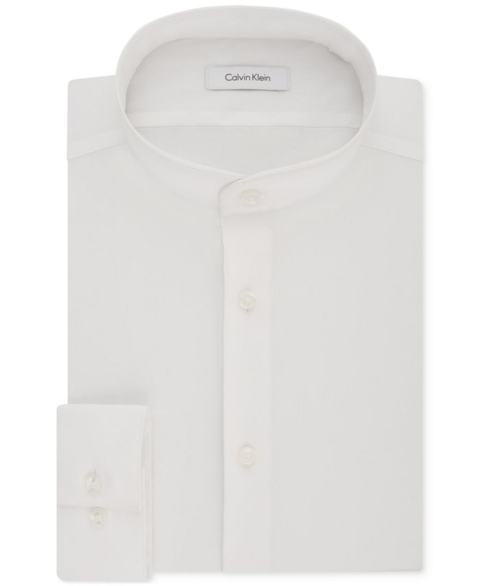 Calvin Klein Men's STEEL Slim-Fit Non-Iron Performance Stretch Mandarin  Collar White Dress Shirt & Reviews - Dress Shirts - Men - Macy's
