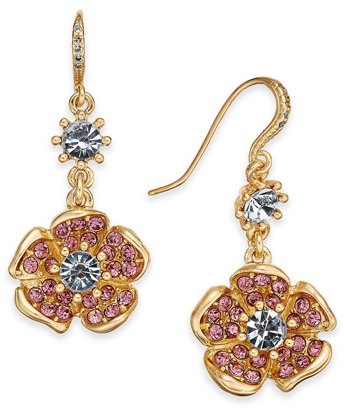 Charter Club Gold-Tone Multi-Stone Flower Drop Earrings, Created for ...