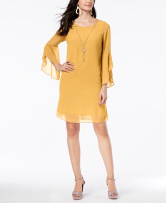 Thalia Sodi Women's Necklace Shift Dress Yellow Size XX-Large