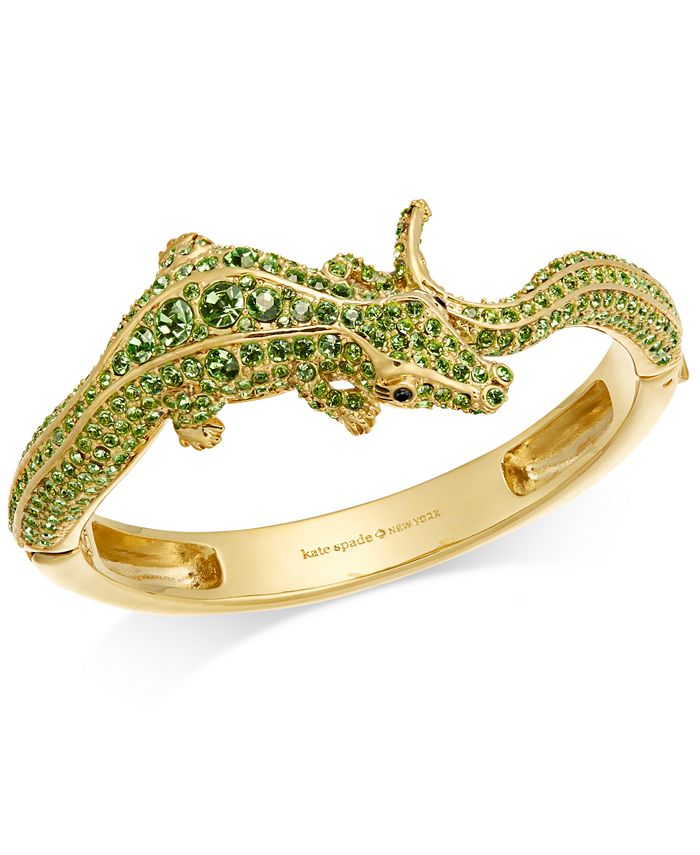 kate spade new york Gold-Tone Green Pavé Alligator Hinged Bangle Bracelet &  Reviews - Fashion Jewelry - Jewelry & Watches - Macy's