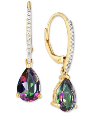 image of Mystic Topaz (2-1/2 ct. t.w.) & Diamond (1/10 ct. t.w.) Drop Earrings in 14k Gold