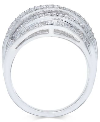 Diamond Multi-Row Cluster Ring (1 ct. t.w.) in Sterling Silver