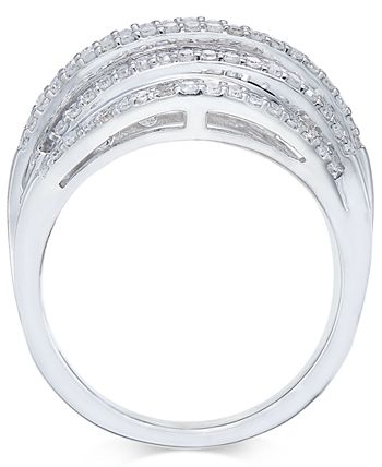 Macy's - Diamond Multi-Row Cluster Ring (1 ct. t.w.) in Sterling Silver