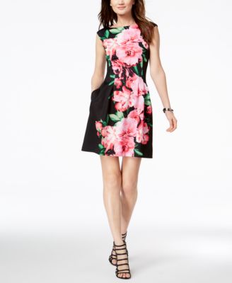 Vince Camuto - Printed Cap-Sleeve Fit & Flare Dress