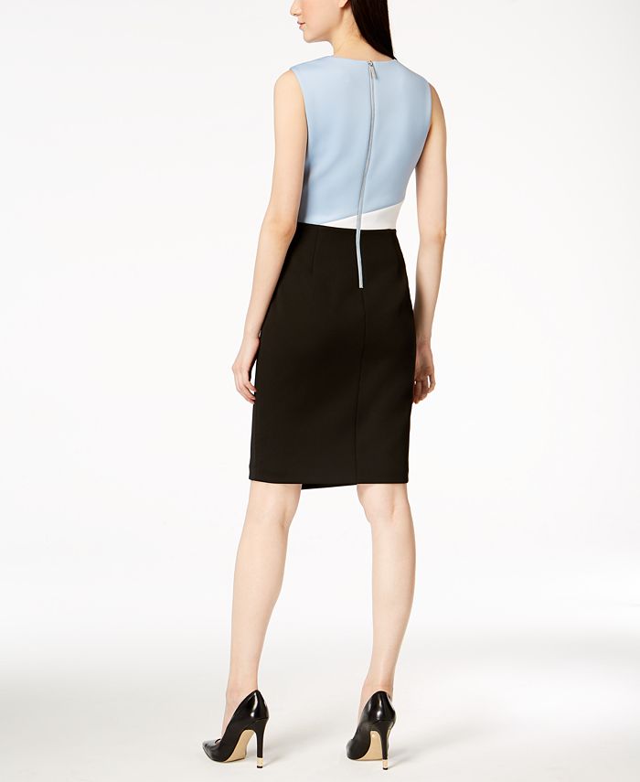 Calvin Klein Colorblocked Scuba Sheath Dress, Regular & Petite - Macy's