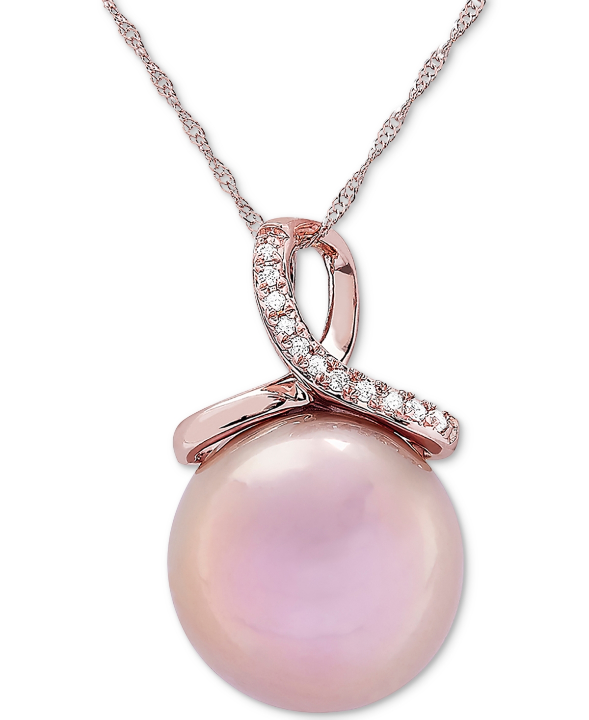 Honora Cultured Ming Pearl 14mm Diamond Accent 18 Pendant Necklace in 14k Rose Gold Rose Gold Smart Closet