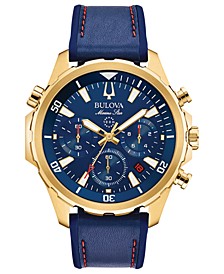 Men's Chronograph Marine Star Blue Leather & Silicone Strap Watch 43mm