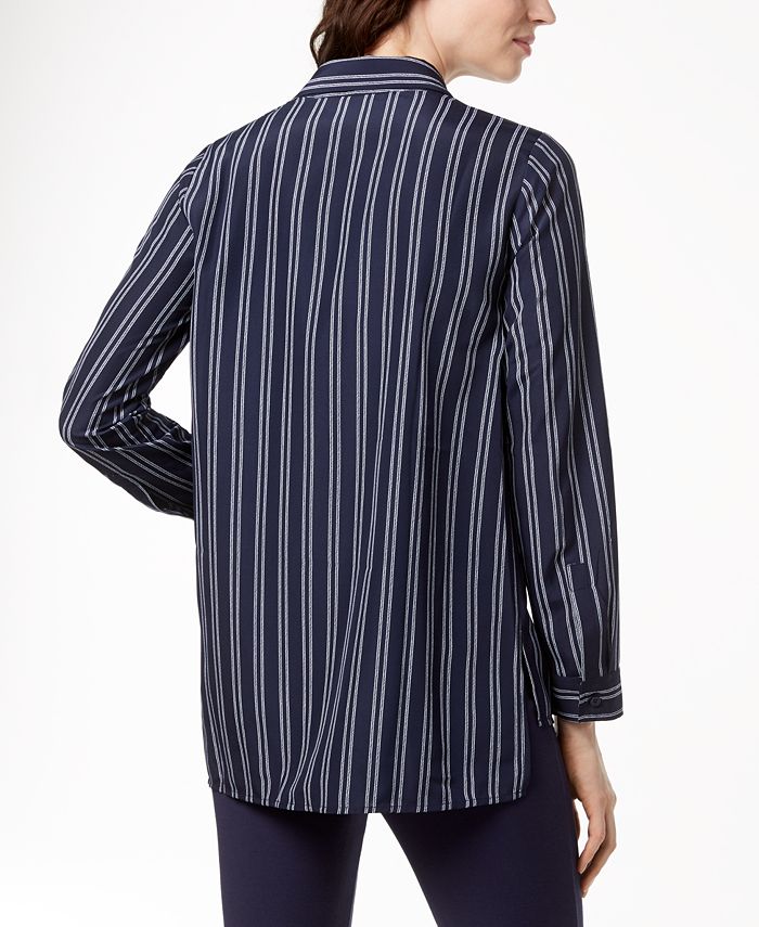 Michael Kors Striped Zip-Front Utility Shirt in Regular & Petitie Sizes ...