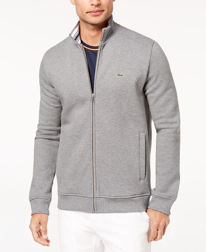Lacoste Men's Brushed Piqué Fleece Full-Zip Sweatshirt - Macy's