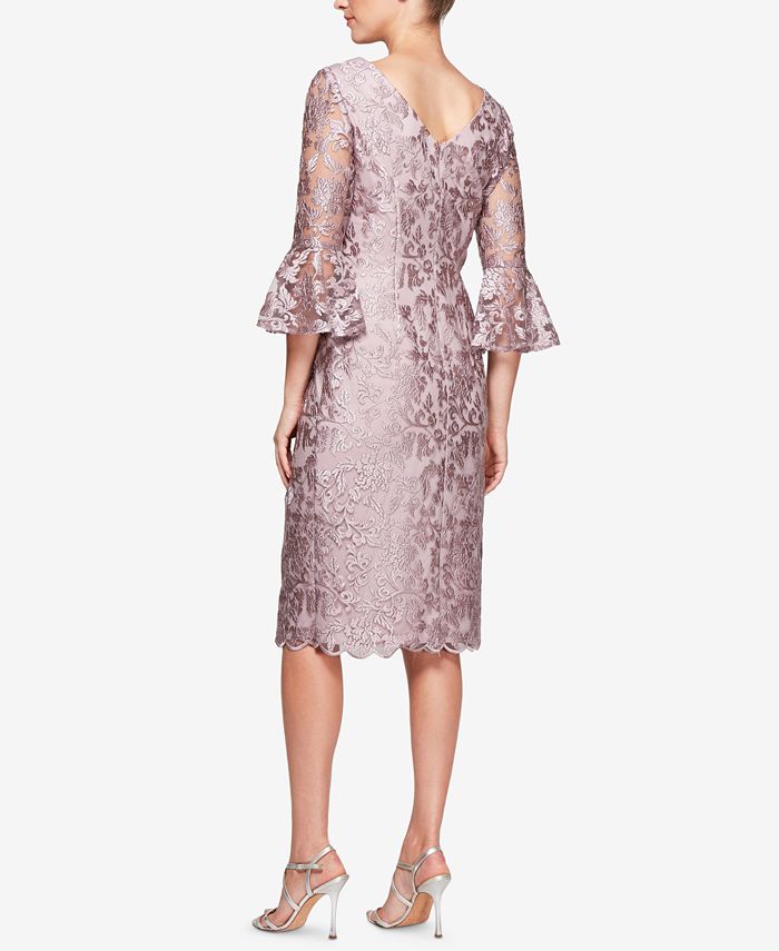 Alex Evenings Embroidered Bell-Sleeve Dress - Macy's